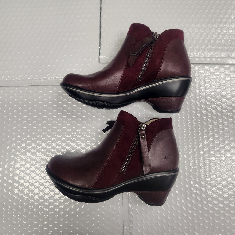 JBU By Jambu Ankle Boots Women's 6 Maroon Zipper Sides Vegan Leather